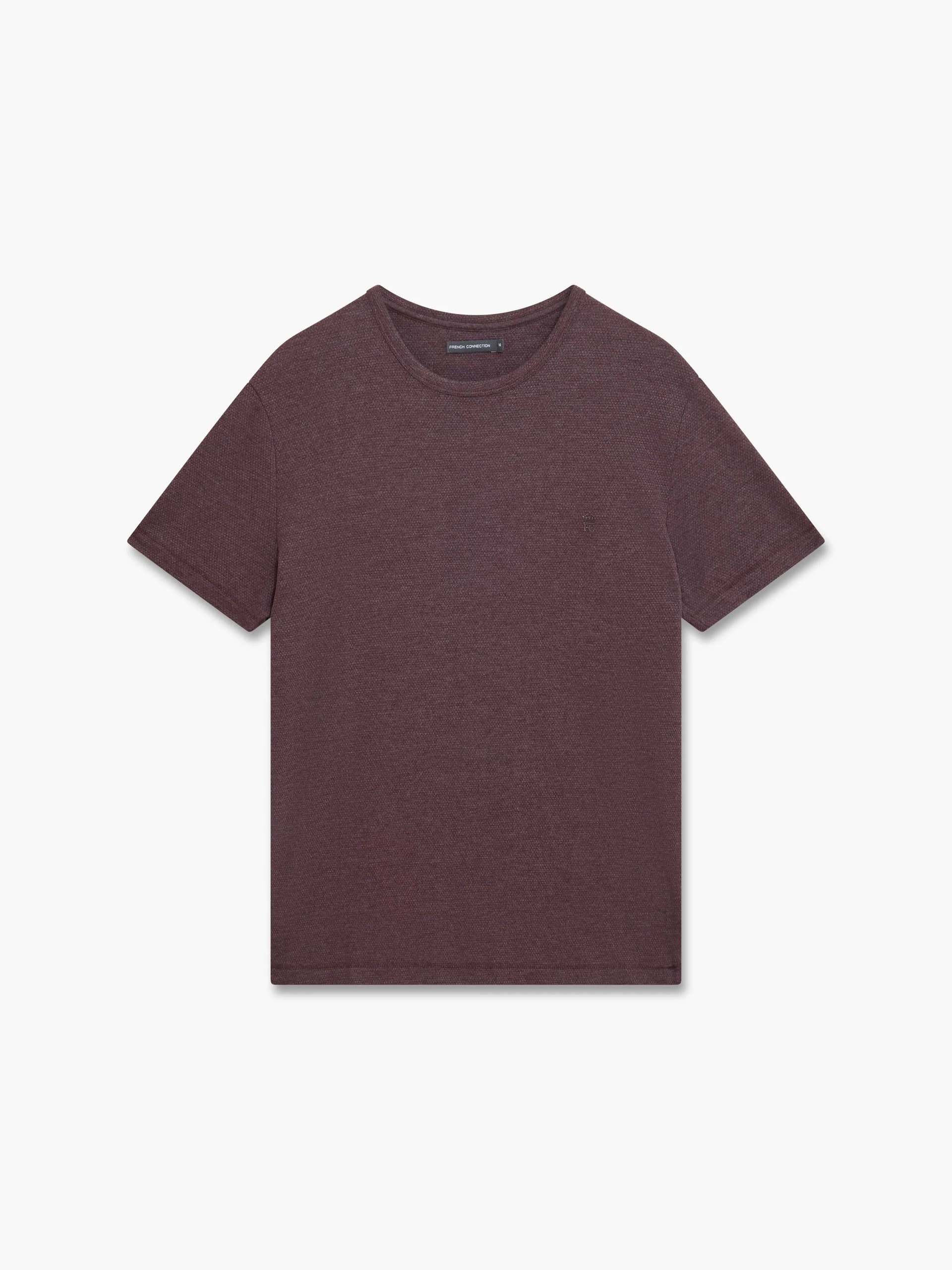 French Connection Popcorn Texture T-Shirt Chateaux Mel Burgundy