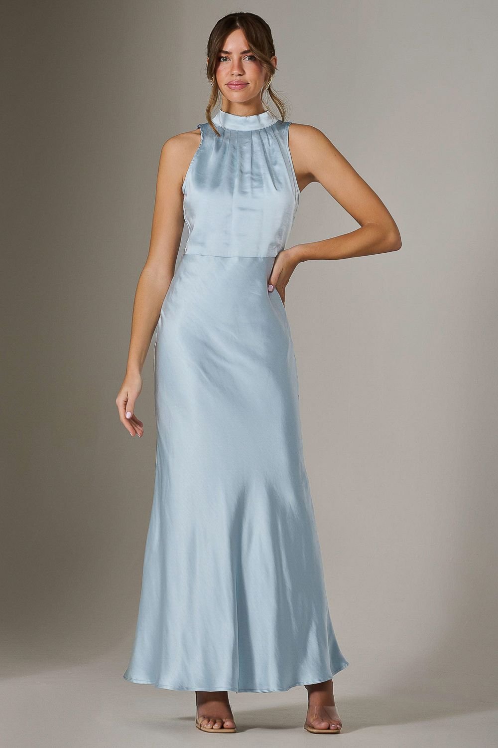 Jolie Moi Jolie Moi Women's Halter Neck Maxi Dress in Blue - 3