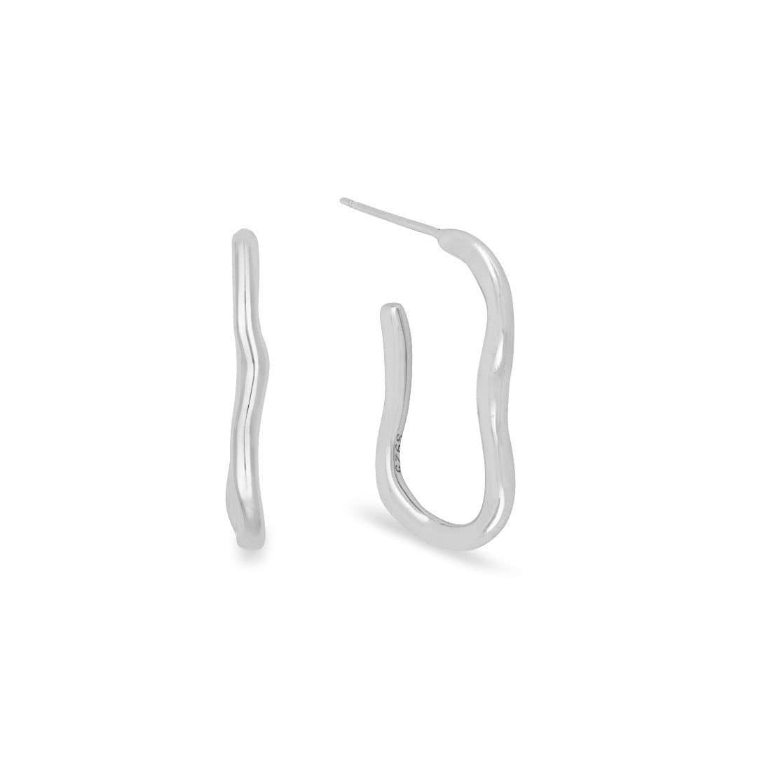 Gold Trip Gold Trip Women's Ripple Hoop Earrings in Silver