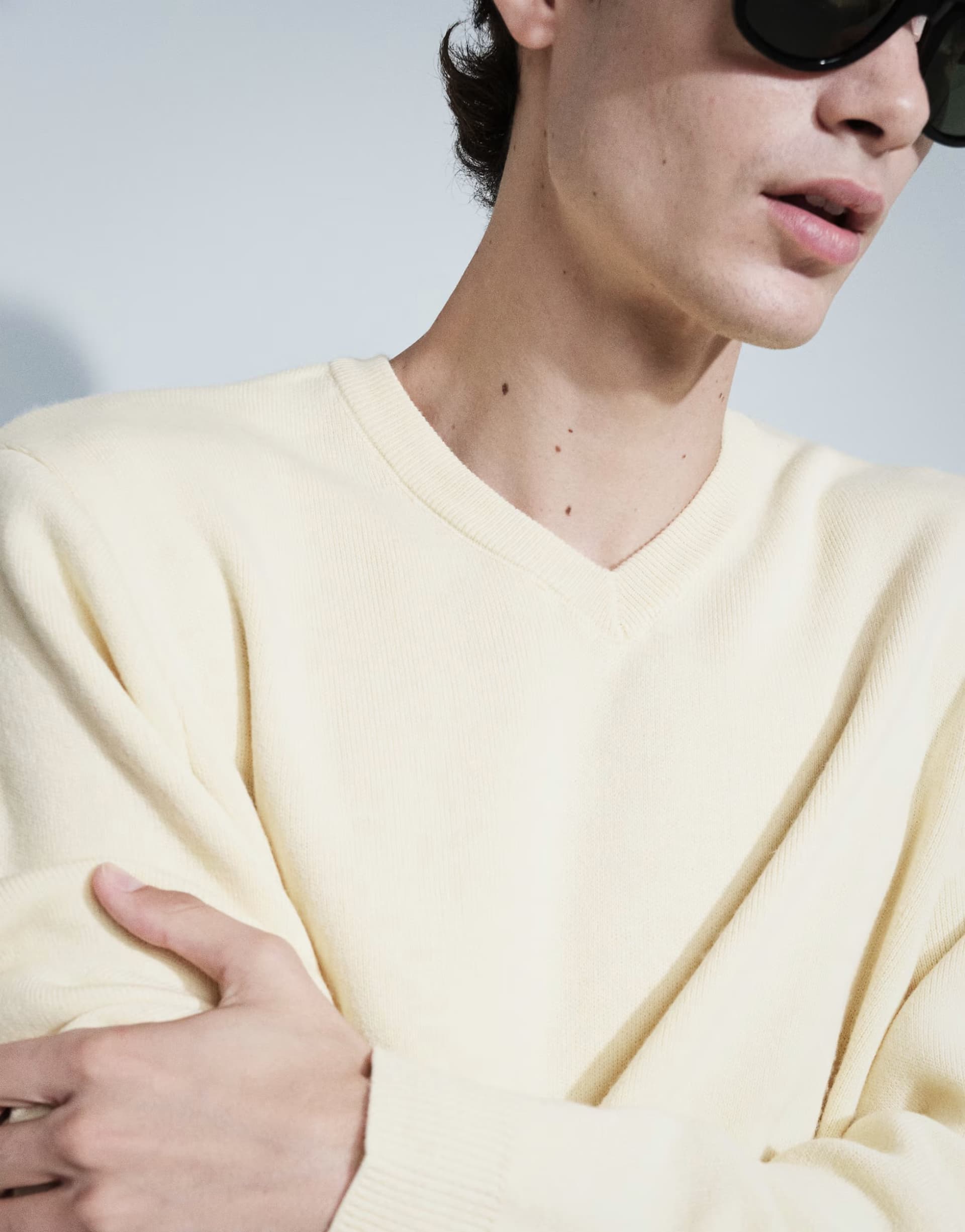 ASOS ASOS DESIGN oversized v neck knitted jumper in yellow
