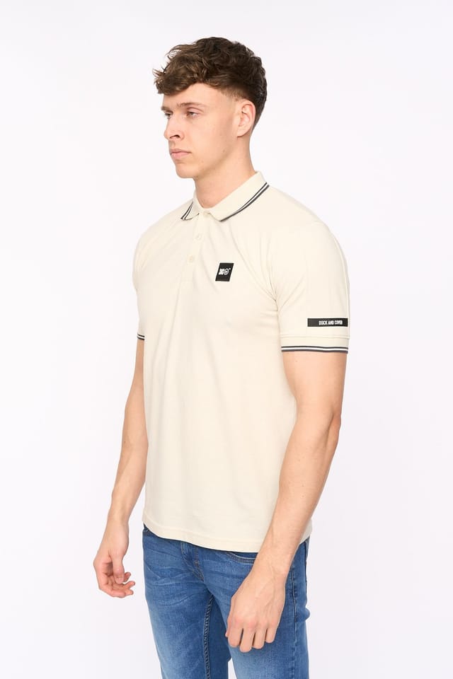 Duck&Cover Duck&Cover Men's Wrentham Cotton Pique Polo with Subtle Tipping in Light Stone - 2