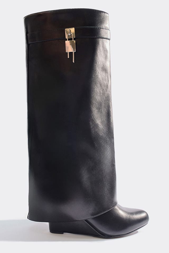 EGO EGO Women's Knee High Faux Leather Long Boots in Black - 2
