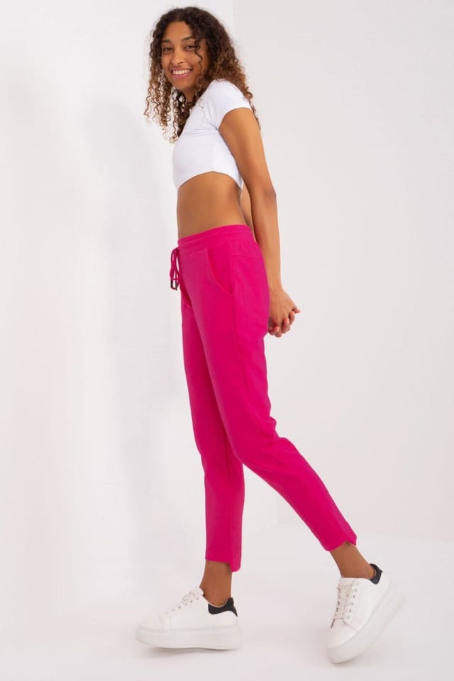 Love Lace Love Lace Women's Cotton Tapered Sweatpants with Pockets in Pink - 2
