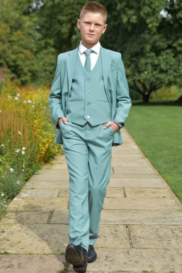 Vivaki Vivaki Men's 5 Piece Sage Suit in Light Green - 3