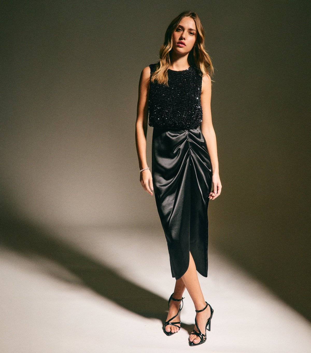 New Look Women's Black Sequin 2 in 1 Midi Dress New Look - 1