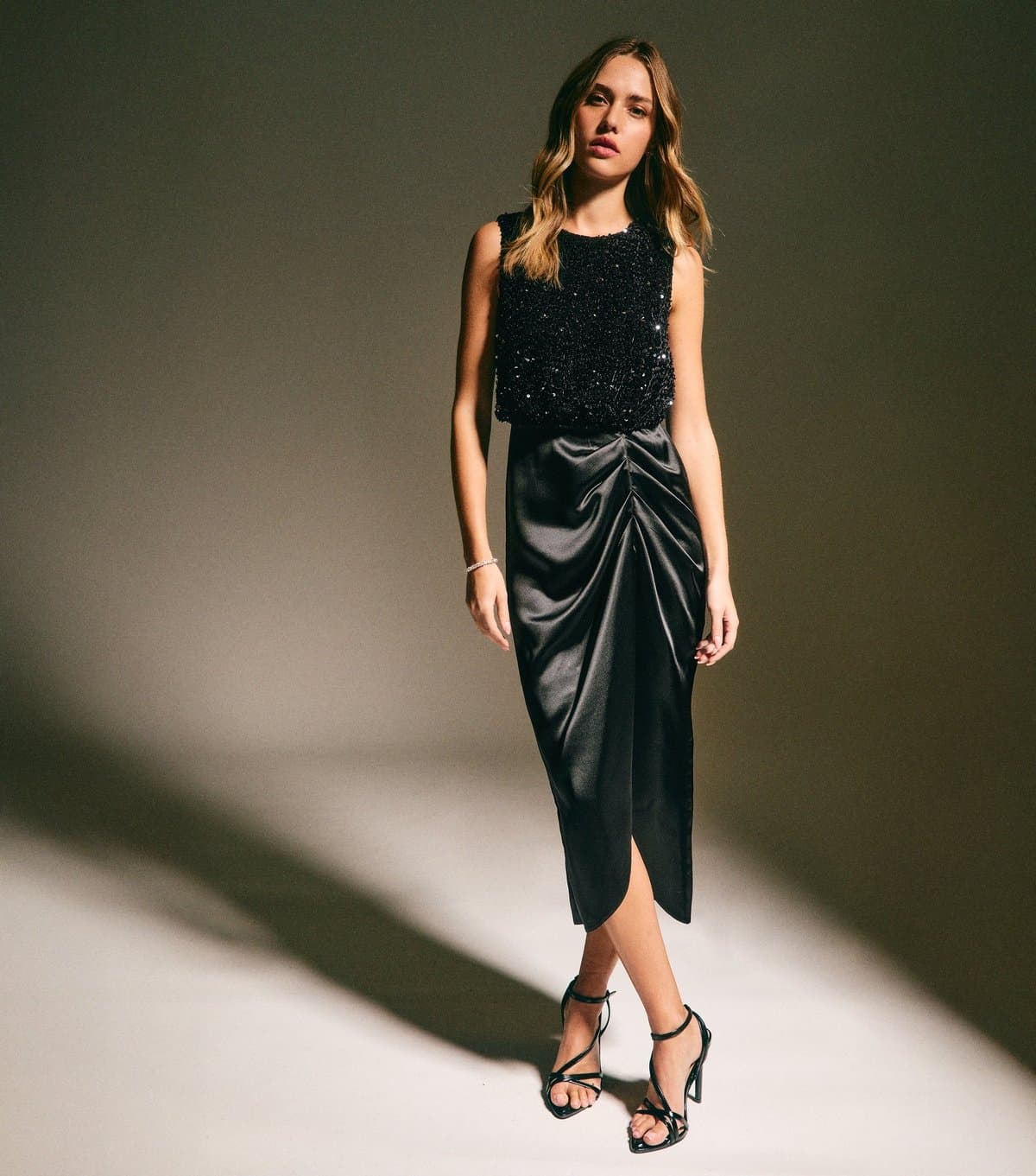 New Look Women's Black Sequin 2 in 1 Midi Dress New Look