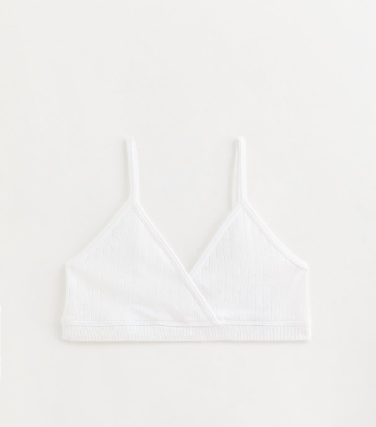 New Look Girls' White Seamless Ribbed Wrap Bralette New Look