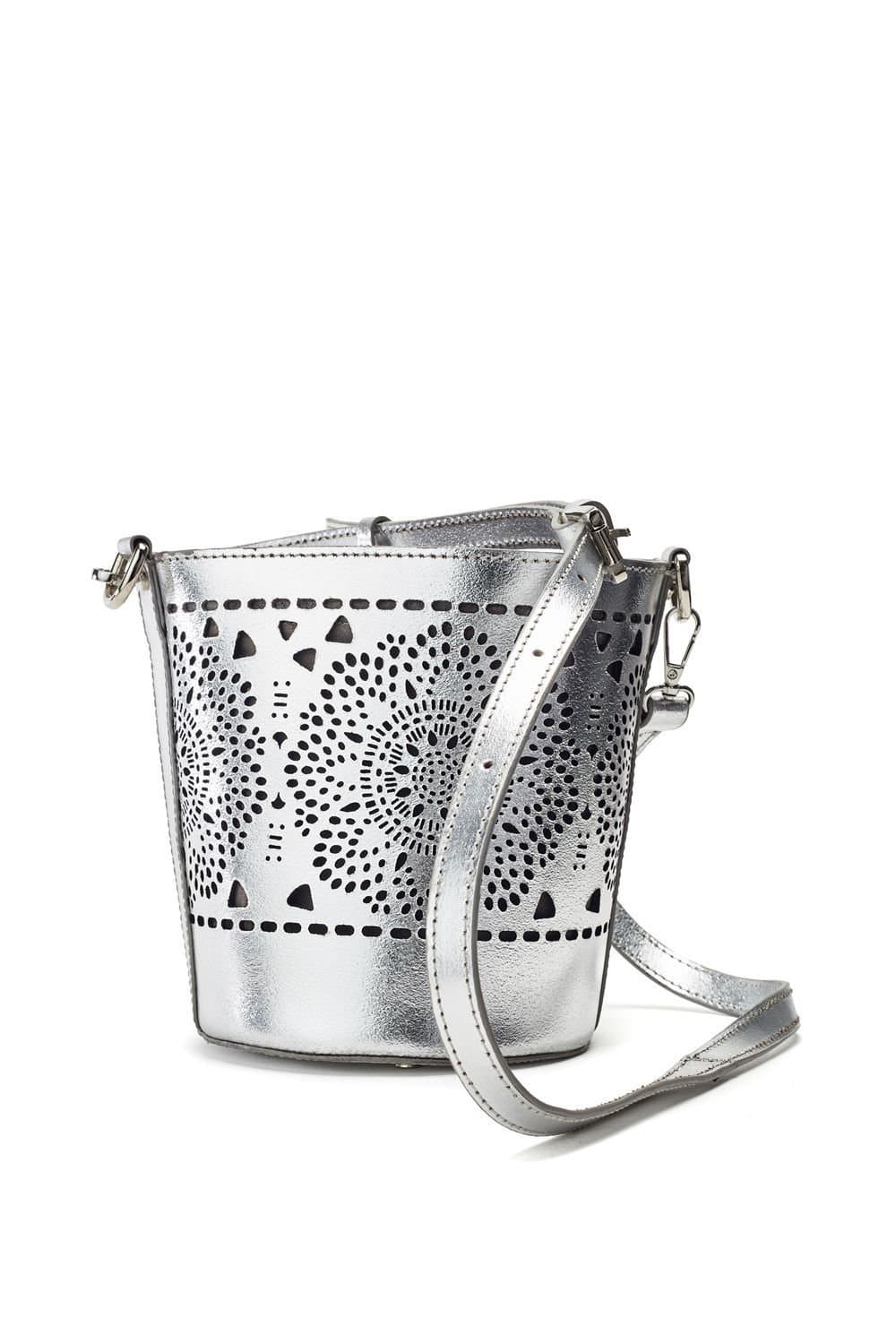 Moda In Pelle Moda In Pelle Women's 'Eudia Bag' Leather Shoulder Bag in Silver