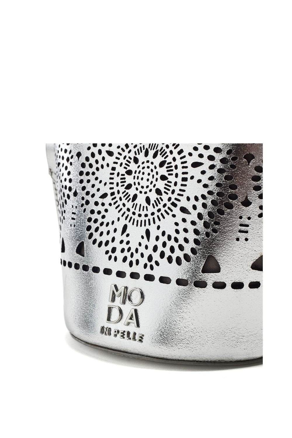 Moda In Pelle Moda In Pelle Women's 'Eudia Bag' Leather Shoulder Bag in Silver - 3