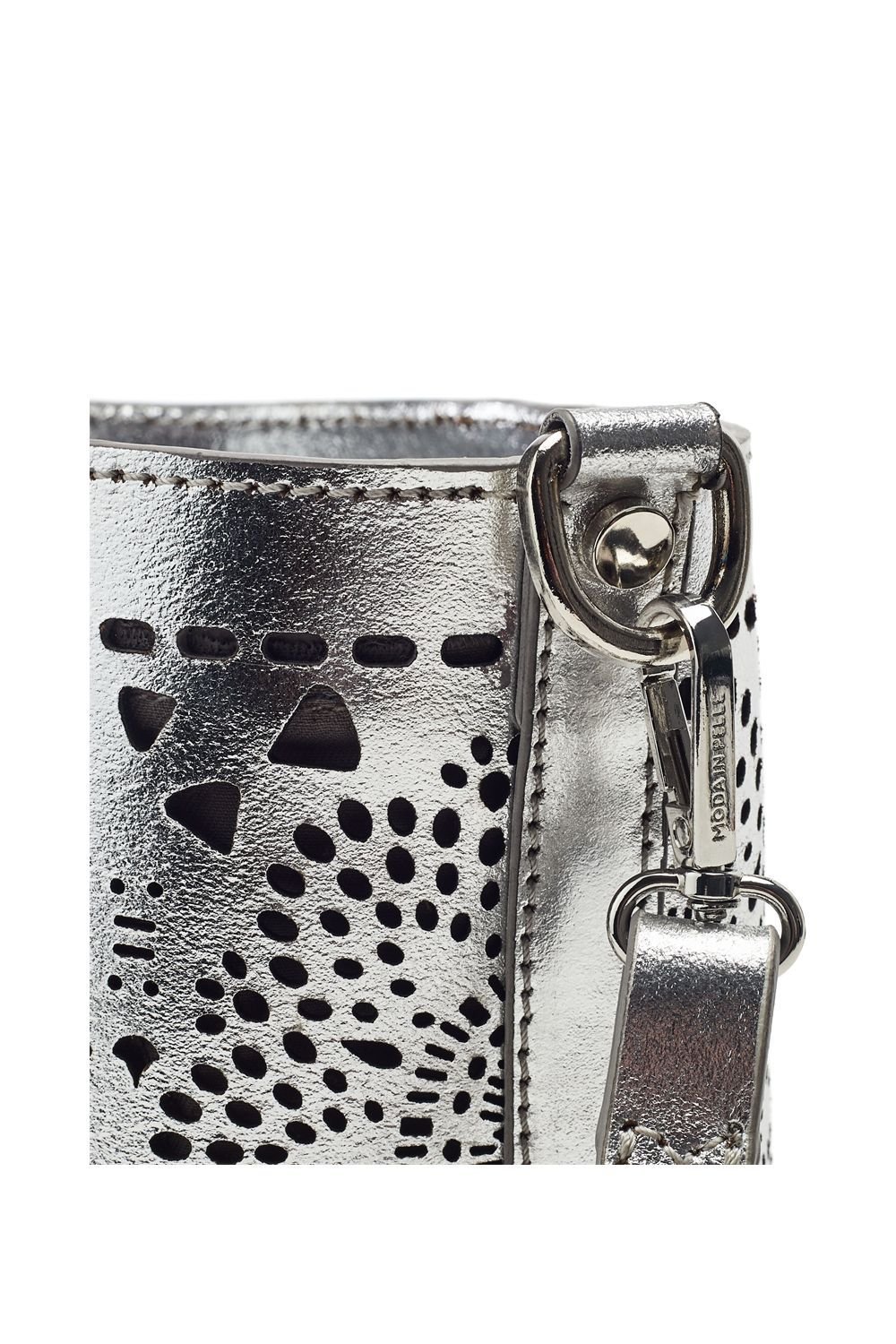 Moda In Pelle Moda In Pelle Women's 'Eudia Bag' Leather Shoulder Bag in Silver - 4