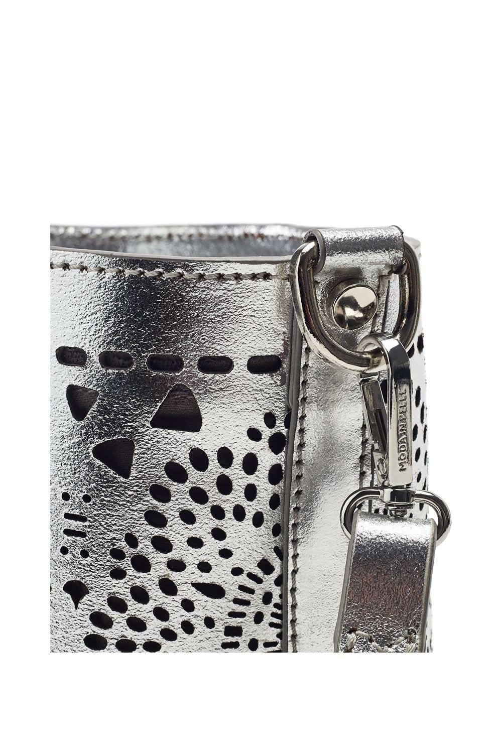Moda In Pelle Moda In Pelle Women's 'Eudia Bag' Leather Shoulder Bag in Silver - 4