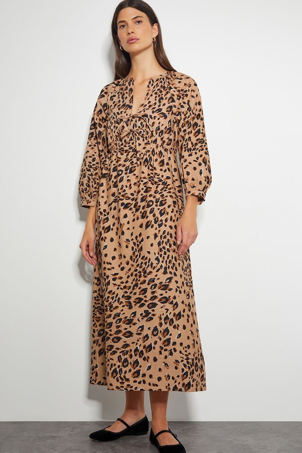 Monsoon Monsoon Women's Raife Leopard Print Tie Midi Dress in Natural