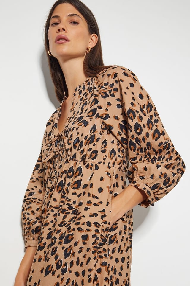 Monsoon Monsoon Women's Raife Leopard Print Tie Midi Dress in Natural - 2