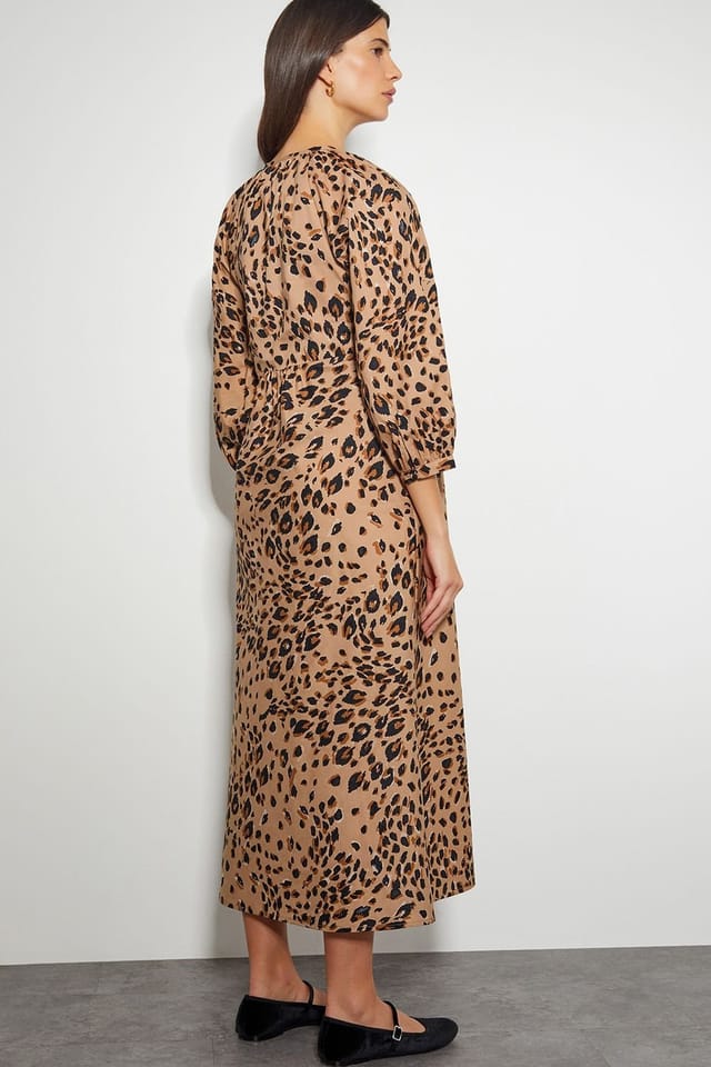 Monsoon Monsoon Women's Raife Leopard Print Tie Midi Dress in Natural - 3