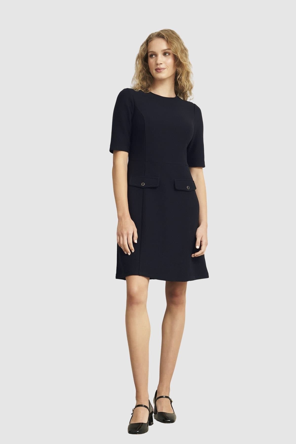 Hobbs London Hobbs London Women's Adelaide Short Sleeve Ponte Mini Dress in Dark Navy