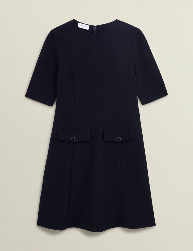 Hobbs London Hobbs London Women's Adelaide Short Sleeve Ponte Mini Dress in Dark Navy - 2