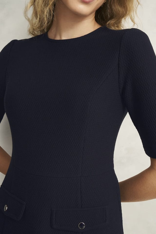 Hobbs London Hobbs London Women's Adelaide Short Sleeve Ponte Mini Dress in Dark Navy - 3