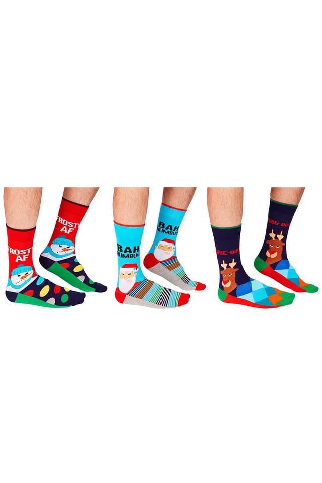Sock Academy Sock Academy Men's Bah Humbug Christmas Socks Set of 3 - 2