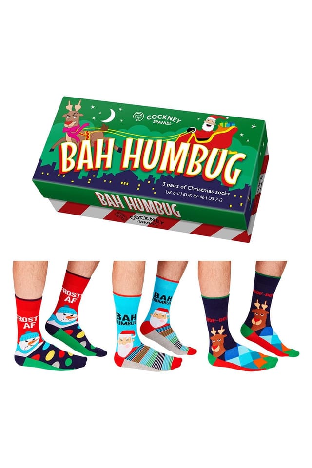 Sock Academy Sock Academy Men's Bah Humbug Christmas Socks Set of 3 - 3
