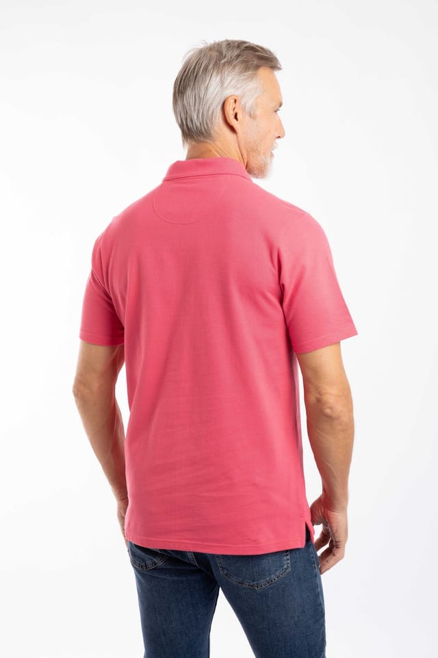 Weird Fish Weird Fish Men's Giles Pique Polo Shirt in Dark Pink - 3