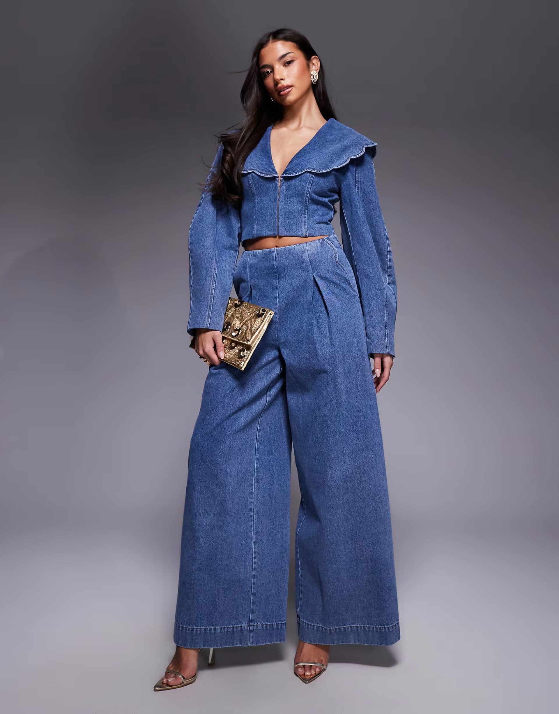 ASOS ASOS LUXE co-ord denim in mid blue