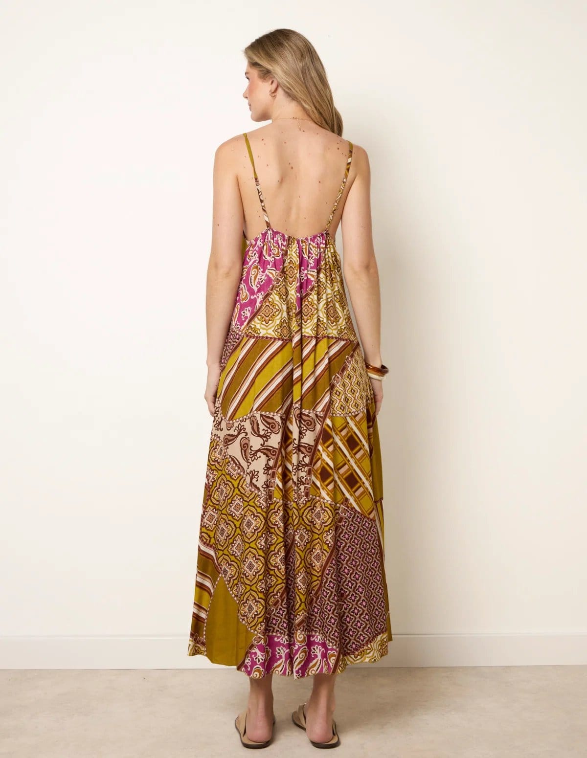 Blue Vanilla Patchwork Printed Transitional Print Dress - 4