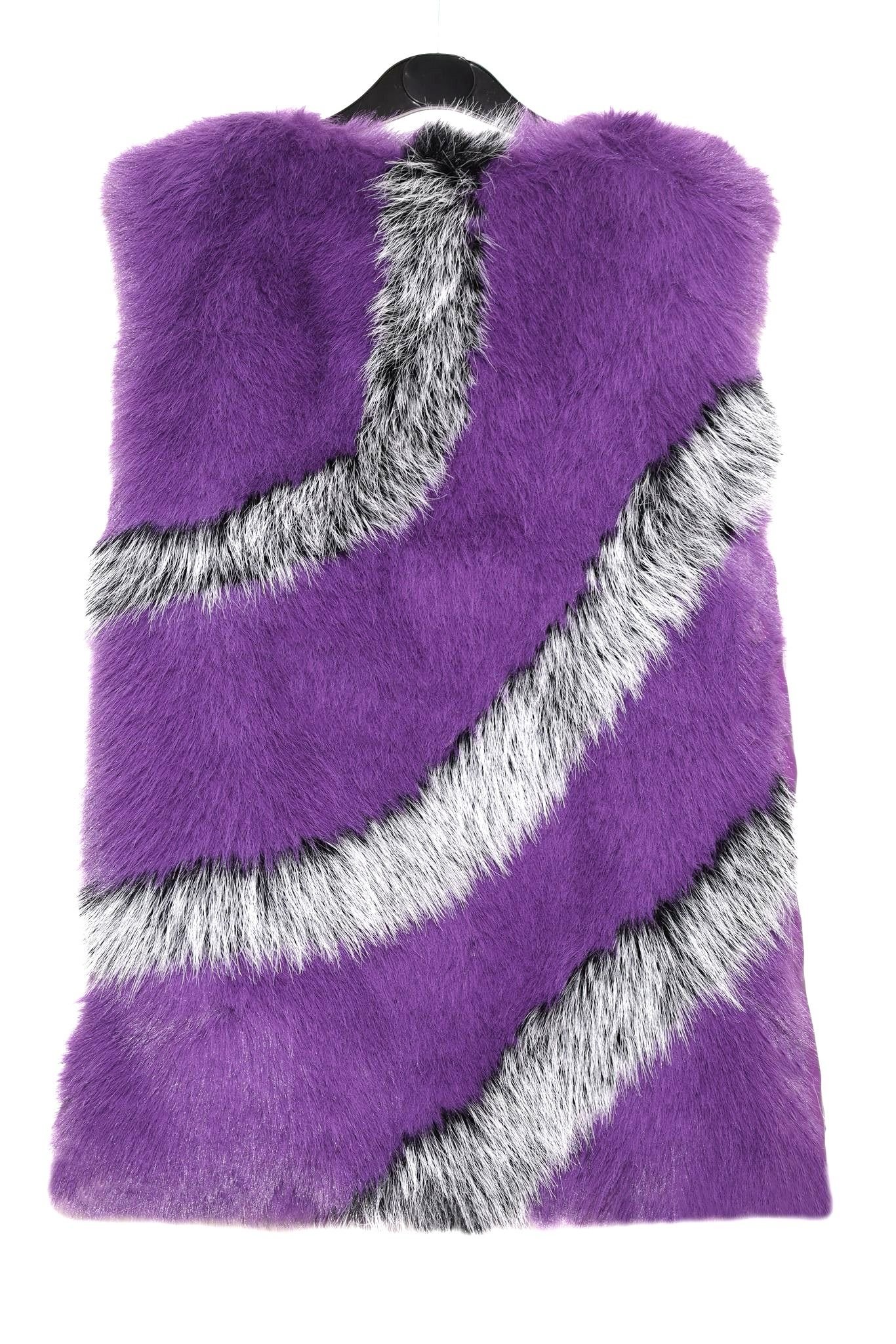 PEACH ACCESSORIES PEACH ACCESSORIES Women's Faux Fur Vest with Crystals Buttons in Purple - 2