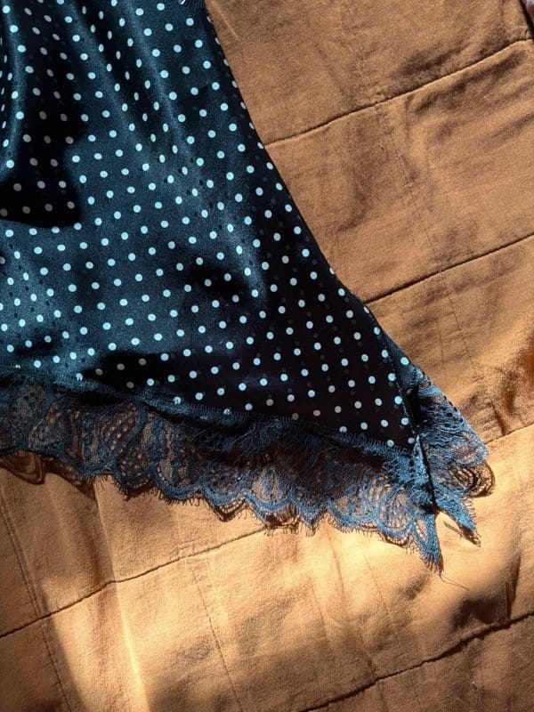ASOS Navy/Black Polka Dot Lace Trim Cami Top