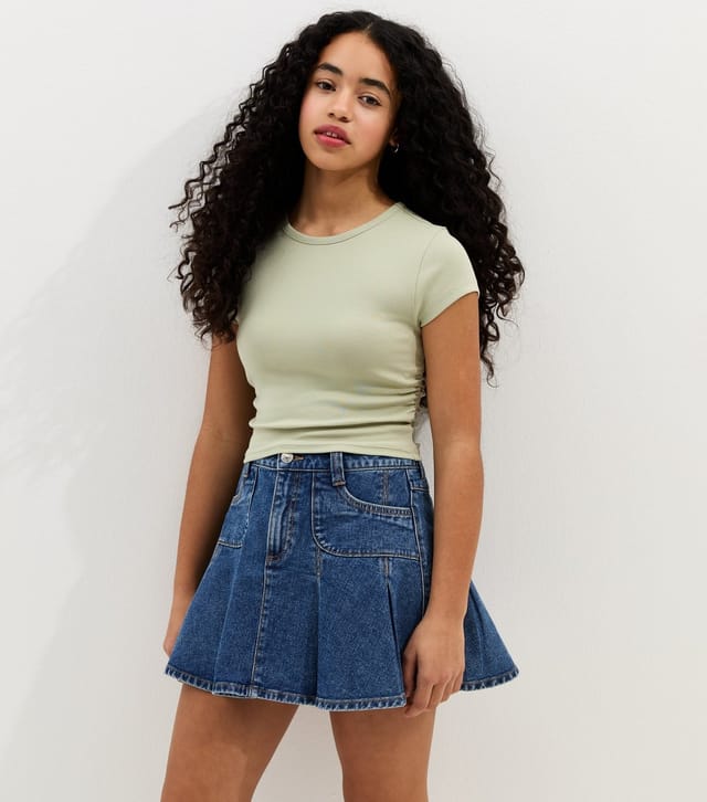 New Look Girls' Light Khaki Ruched Side Cap Sleeve T-Shirt New Look - 2