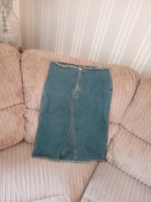 Vintage Dressing Ladies denim lightweight stretch bodycon front split stretch skirt