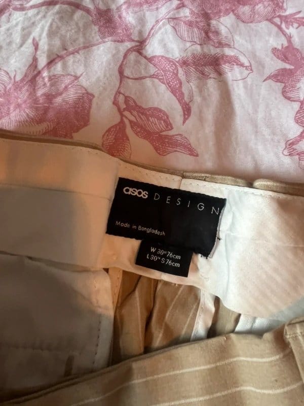 ASOS Beige & Gold Striped Trousers