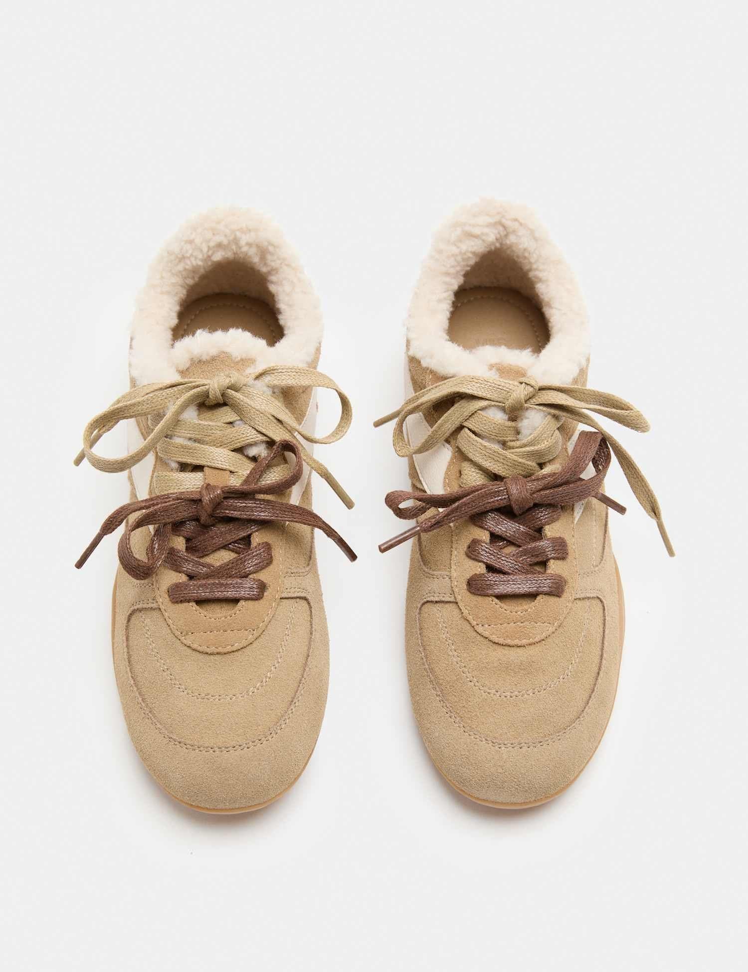 Marks & Spencer M&S Suede Faux Fur Lined Trainers Tan