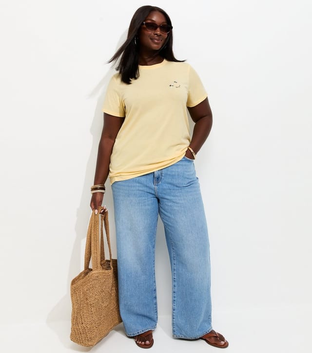 New Look Women's Plus Size Light Yellow Cotton Bee Free Print Relaxed T-Shirt Curves New Look - 3