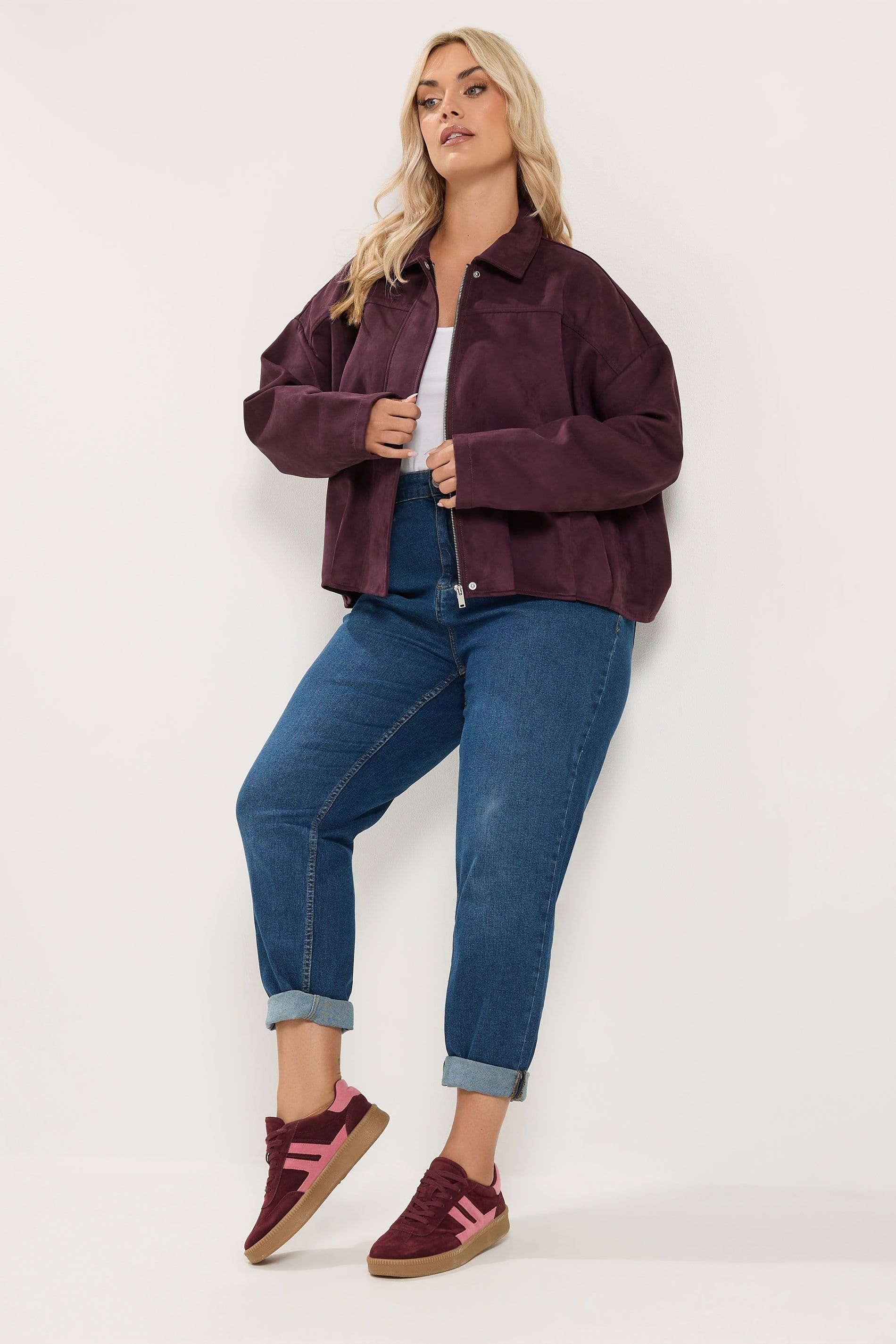 Yours Yours Women's Faux Suede Jacket in Purple - 4