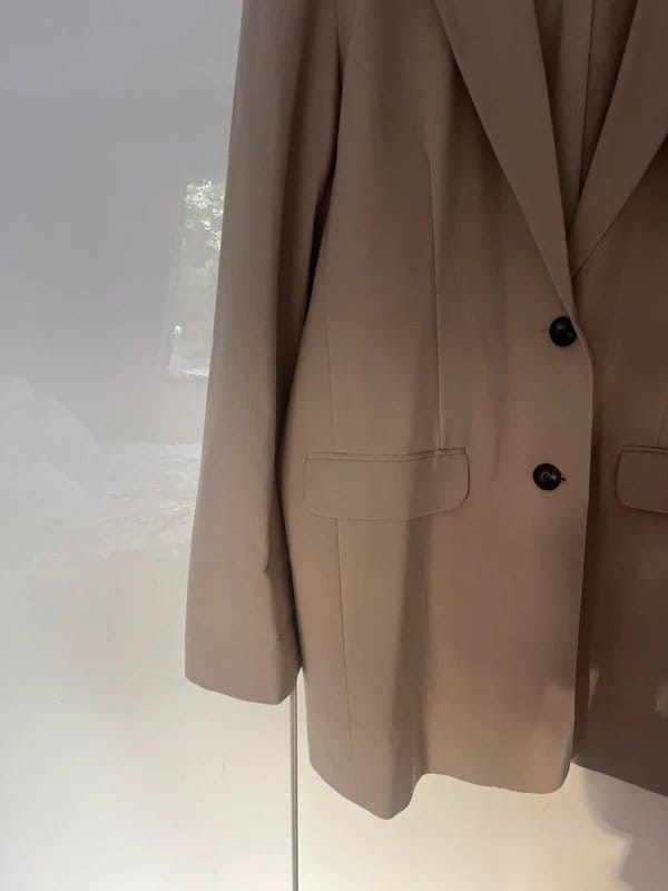 ASOS Beige Longline Blazer in Blend Fabric
