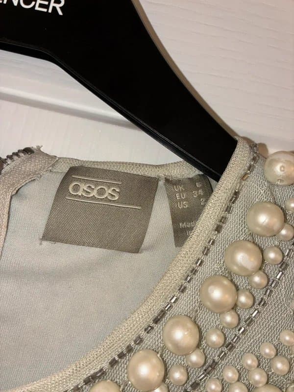ASOS ASOS Luxe pearl embellished backless dress size 6