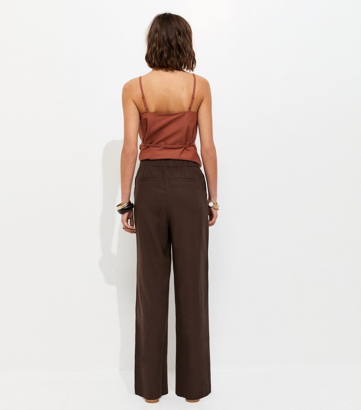 New Look Women's Brown Linen Rich Tailored Trousers New Look - 4