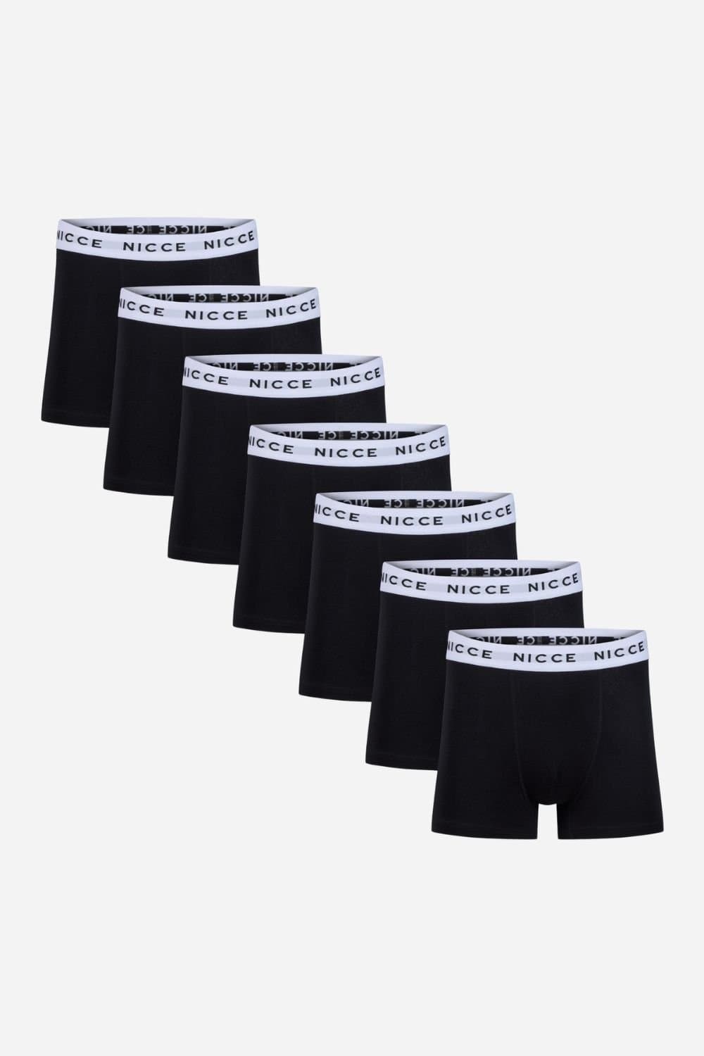 Nicce Nicce Men's 7-Pack Cotton Rich Boxer Briefs with Logo Waistband in Black