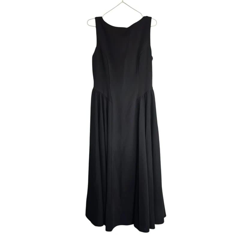 Club L London club l london muriel black boat neck volume hem midi dress Size 12