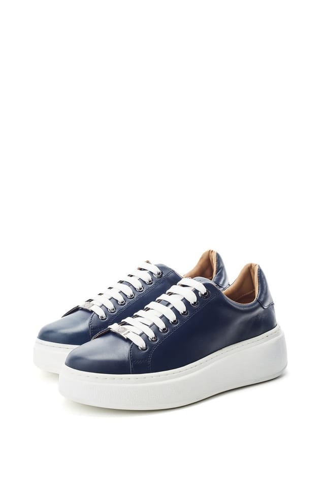 Moda In Pelle Moda In Pelle Women's Cherrie' Leather Trainers in Navy - 2