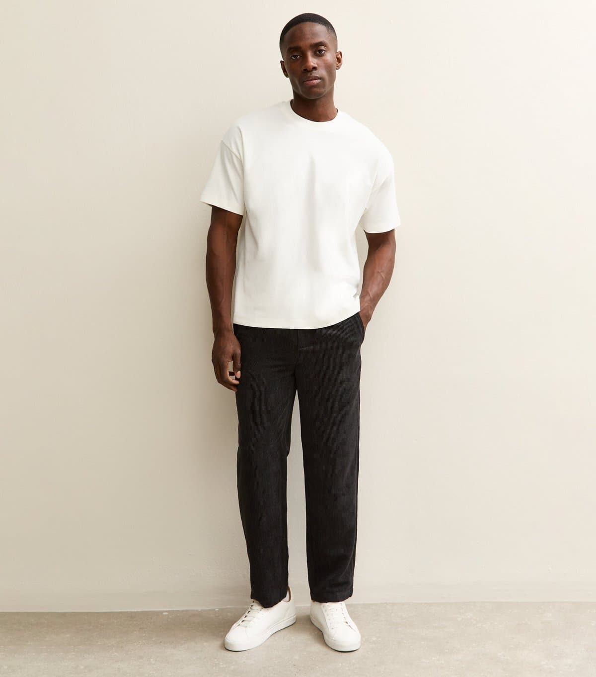 Only and Sons Men's Black Corduroy Straight Trousers Only and Sons New Look