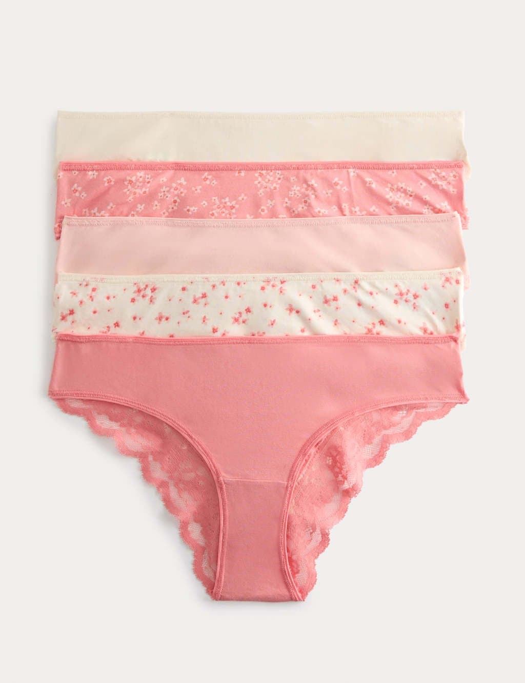 Marks & Spencer M&S 5pk Cotton Rich Printed Brazilian Knickers Coral