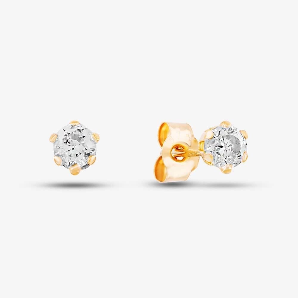 T.H.Baker T.H.Baker Women's 9ct Yellow Gold Cubic Zirconia Round Stud Earrings SE303