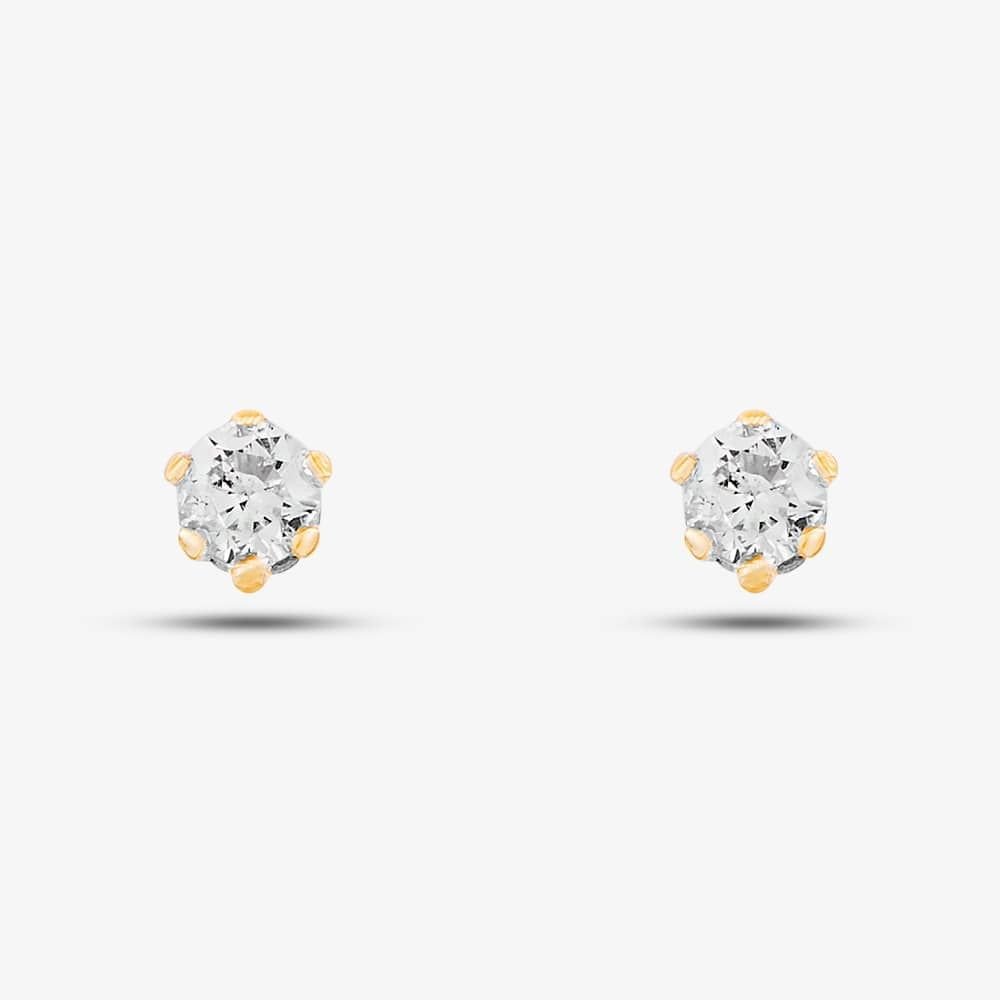 T.H.Baker T.H.Baker Women's 9ct Yellow Gold Cubic Zirconia Round Stud Earrings SE303 - 2