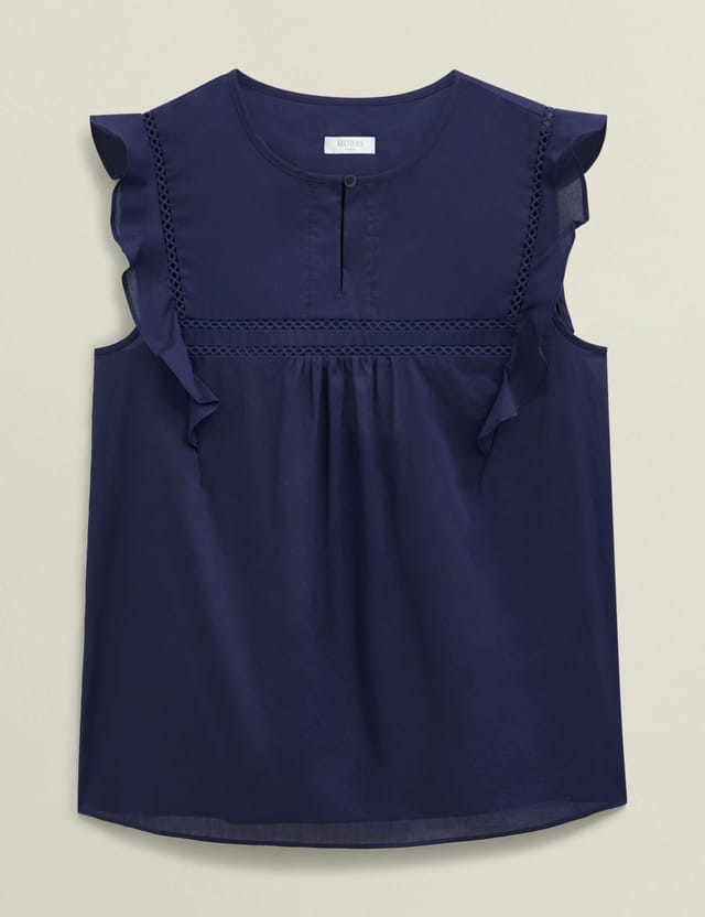 Hobbs London Hobbs London Women's Joy Ruffled Cap Sleeve Blouse in Dark Navy - 2