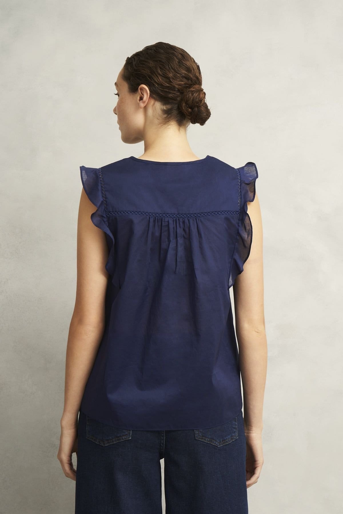 Hobbs London Hobbs London Women's Joy Ruffled Cap Sleeve Blouse in Dark Navy - 4