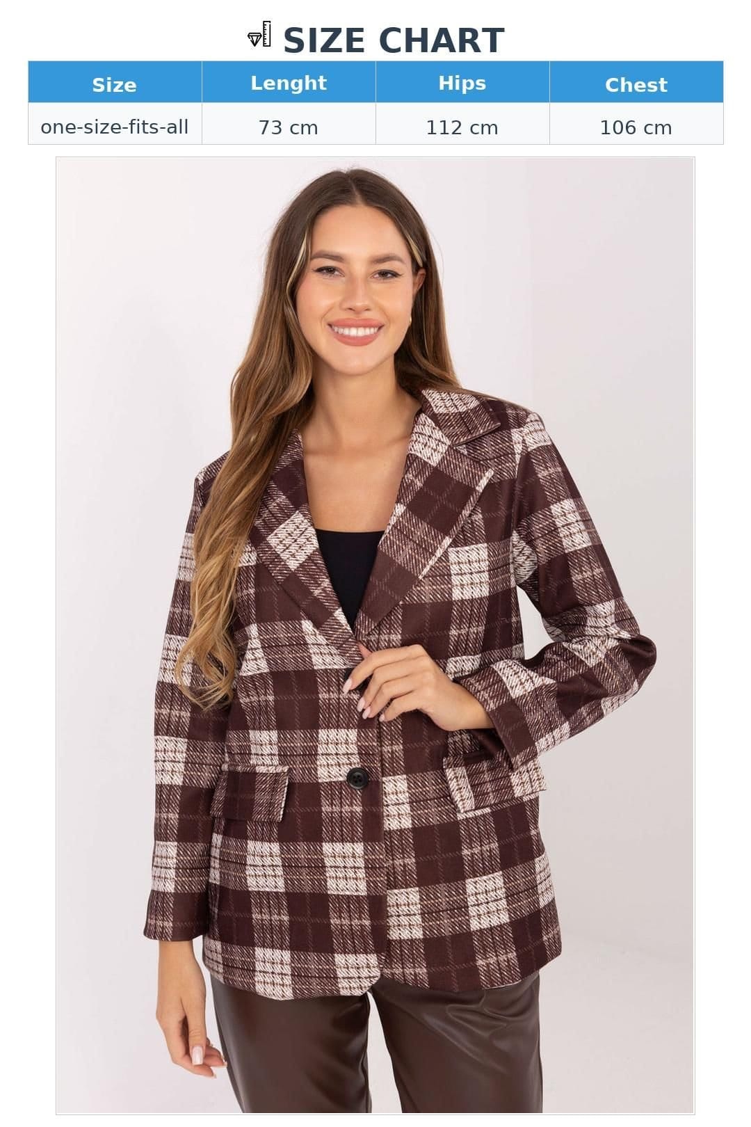 Love Lace Love Lace Women's Checkered Blazer with Lapels in Brown - 4