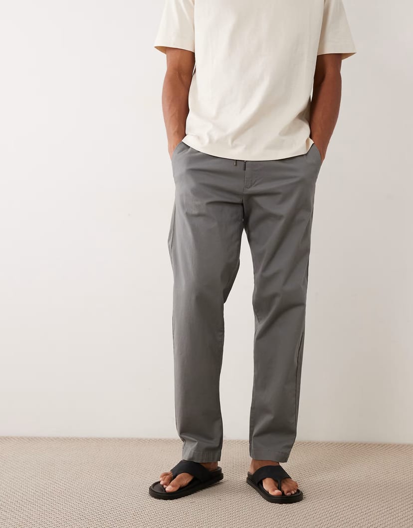 ASOS Jack & Jones loose chino trouser in dark grey - 1
