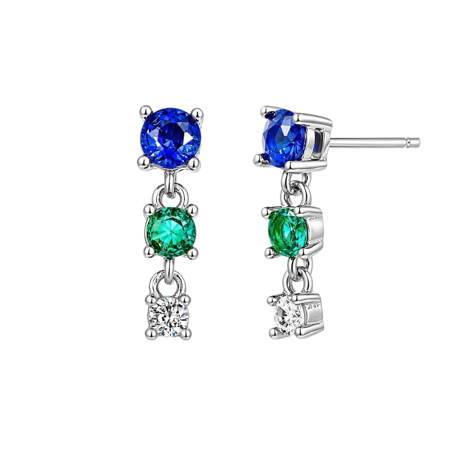 Gold Trip Gold Trip Women's Short Multi Gemstone Drop Earrings in Silver