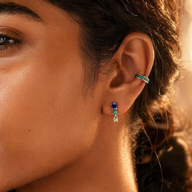 Gold Trip Gold Trip Women's Short Multi Gemstone Drop Earrings in Silver - 2